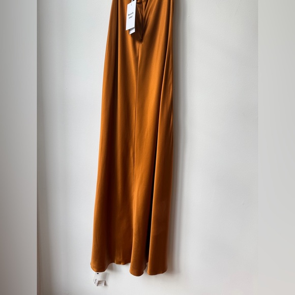 NWT NEW Reformation Daniela Silk Maxi Deep V Dress Copper Burnt Orange Brown - Picture 16 of 17